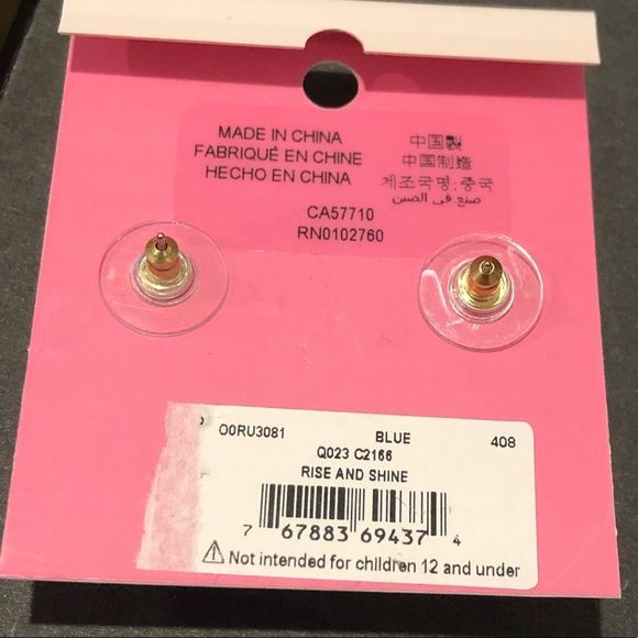 KATE SPADE Light Blue ‘Rise and Shine’ Blue and Gold Earrings - Picture 3 of 7